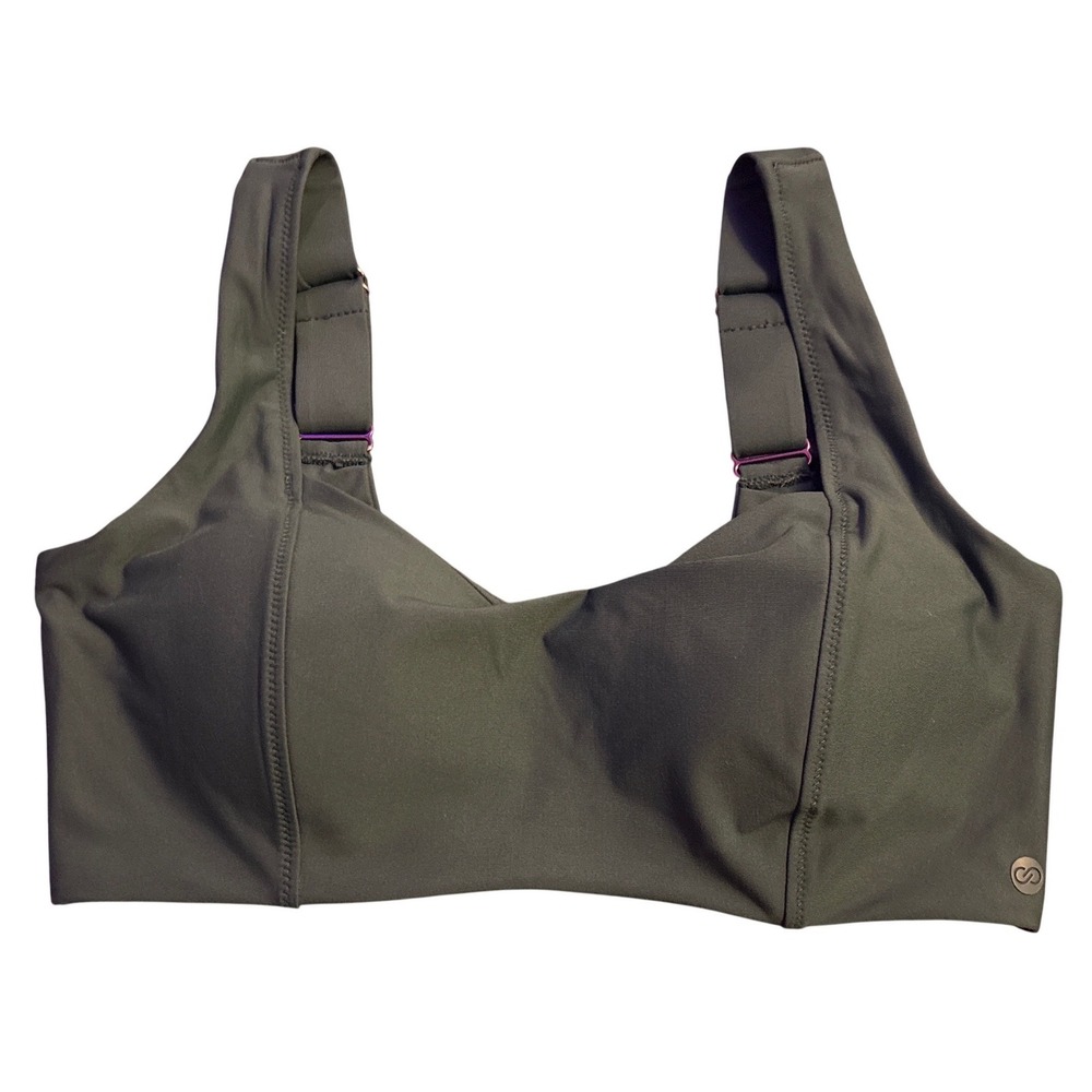 CALIA Restore Sports Bra Khaki Green Molded Cups Low Impact WAX14702 Size S